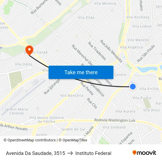 Avenida Da Saudade, 3515 to Instituto Federal map