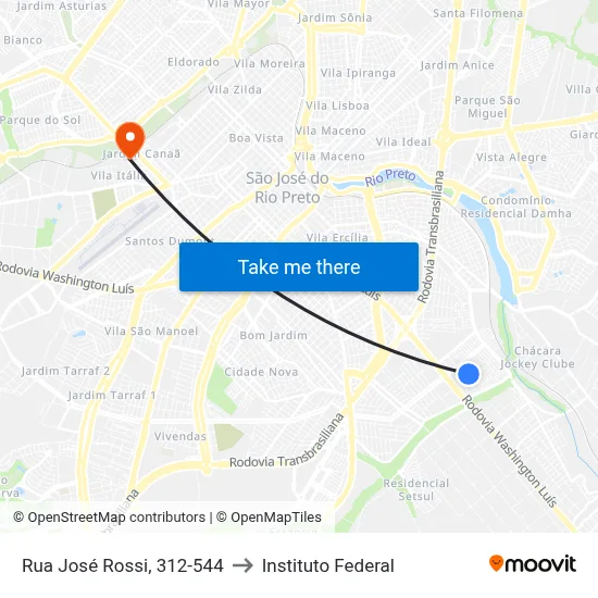Rua José Rossi, 312-544 to Instituto Federal map