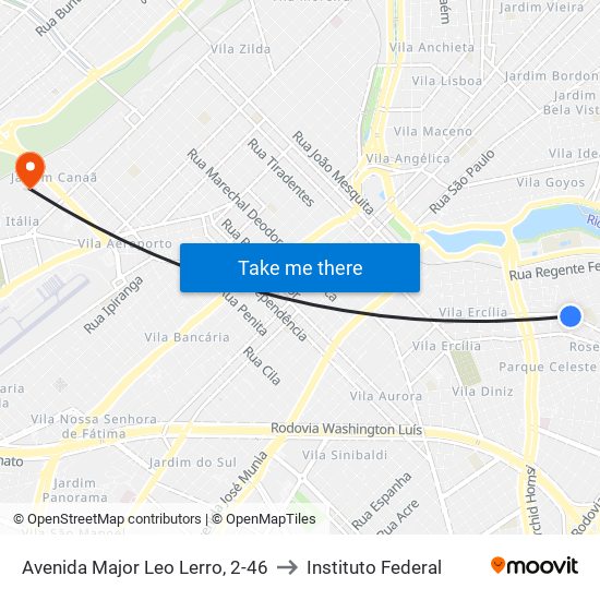 Avenida Major Leo Lerro, 2-46 to Instituto Federal map