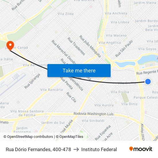 Rua Dório Fernandes, 400-478 to Instituto Federal map