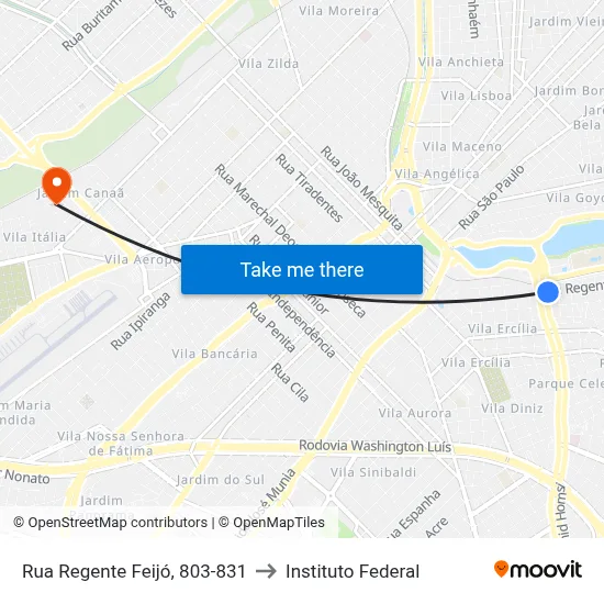 Rua Regente Feijó, 803-831 to Instituto Federal map