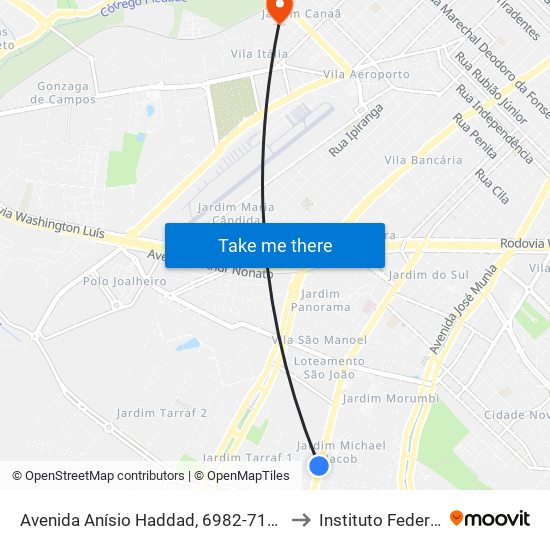 Avenida Anísio Haddad, 6982-7130 to Instituto Federal map