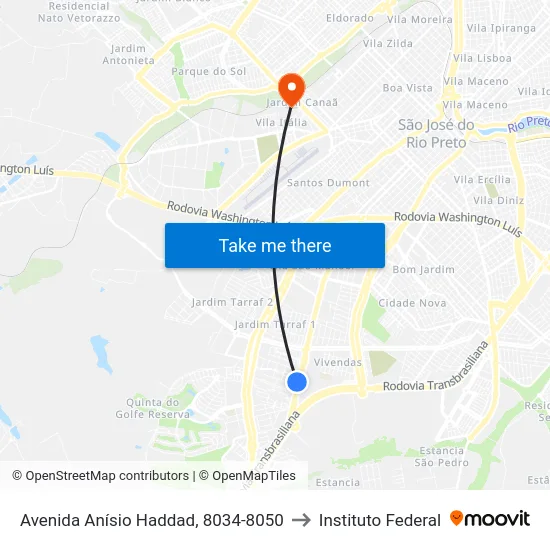 Avenida Anísio Haddad, 8034-8050 to Instituto Federal map