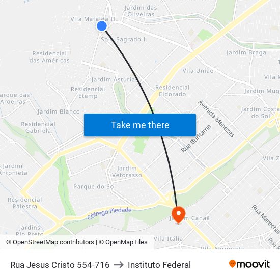 Rua Jesus Cristo 554-716 to Instituto Federal map