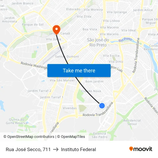 Rua José Secco, 711 to Instituto Federal map