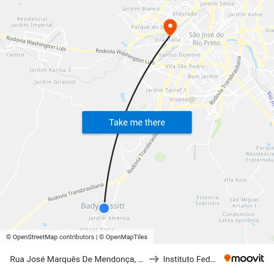 Rua José Marquês De Mendonça, 1-55 to Instituto Federal map