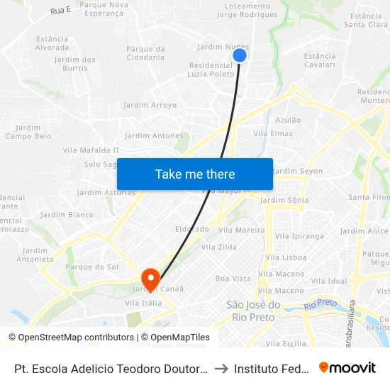 Pt. Escola Adelicio Teodoro Doutor (Eei) to Instituto Federal map