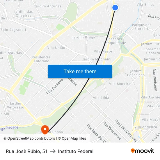 Rua Josè Rúbio, 51 to Instituto Federal map