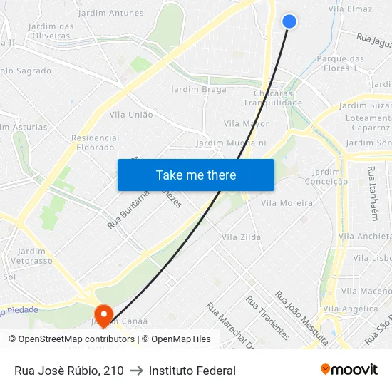 Rua Josè Rúbio, 210 to Instituto Federal map