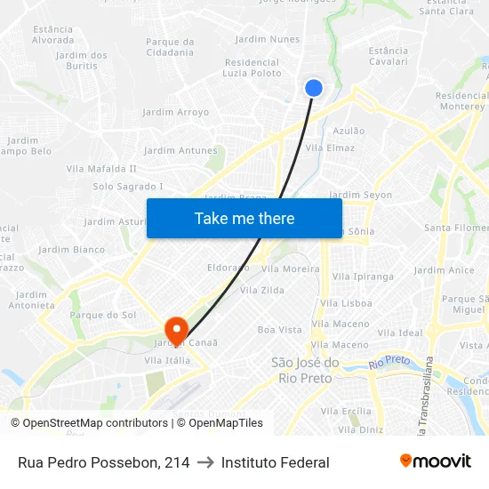 Rua Pedro Possebon, 214 to Instituto Federal map