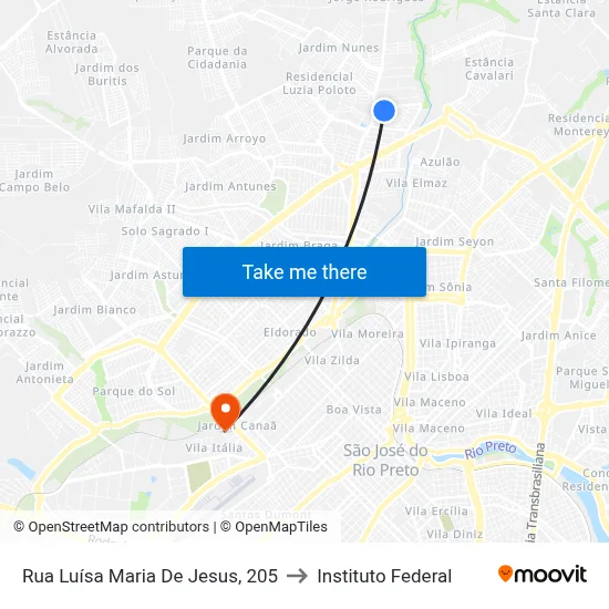 Rua Luísa Maria De Jesus, 205 to Instituto Federal map