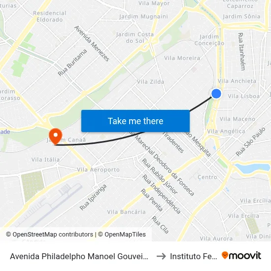 Avenida Philadelpho Manoel Gouveia Neto, 2000 to Instituto Federal map