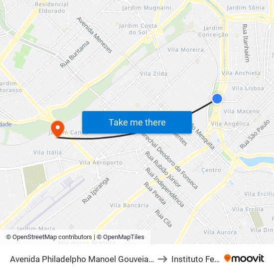 Avenida Philadelpho Manoel Gouveia Neto, 2150 to Instituto Federal map