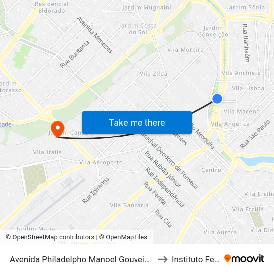Avenida Philadelpho Manoel Gouveia Neto, 2150 to Instituto Federal map
