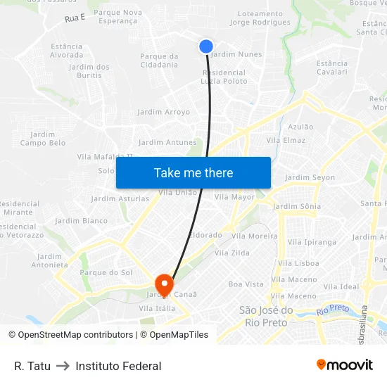 R. Tatu to Instituto Federal map
