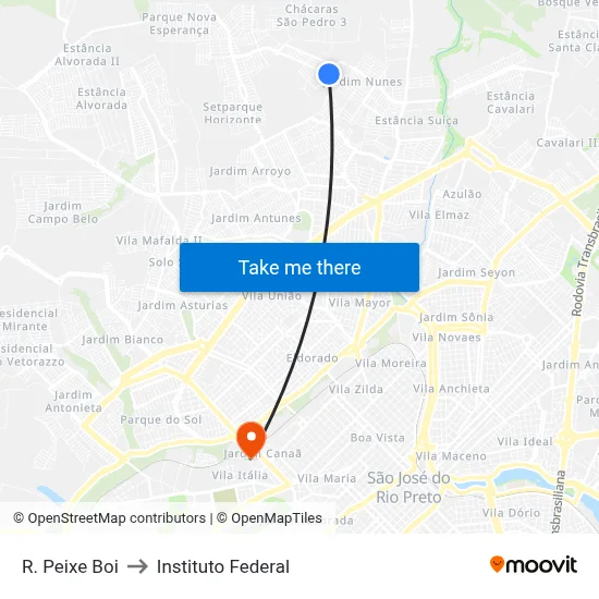 R. Peixe Boi to Instituto Federal map