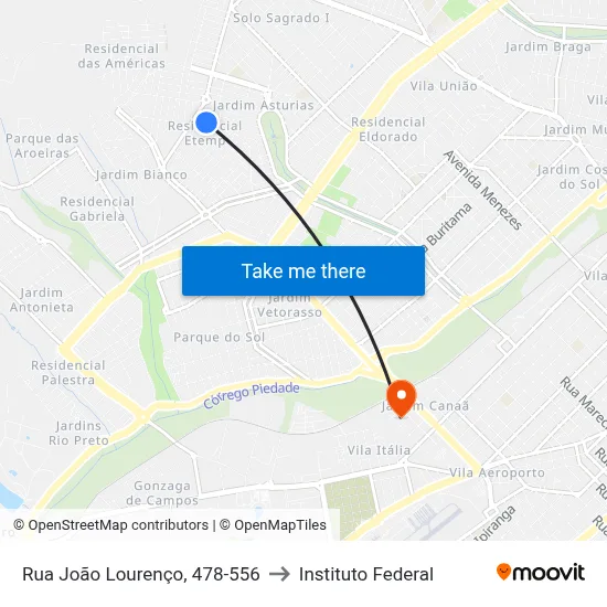 Rua João Lourenço, 478-556 to Instituto Federal map