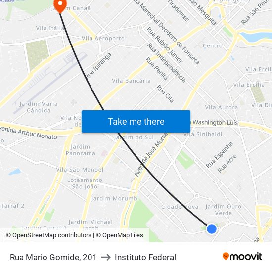 Rua Mario Gomide, 201 to Instituto Federal map