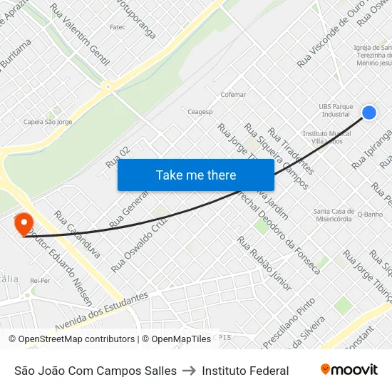 São João Com Campos Salles to Instituto Federal map