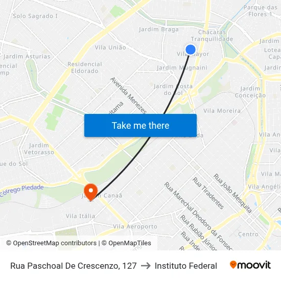 Rua Paschoal De Crescenzo, 127 to Instituto Federal map