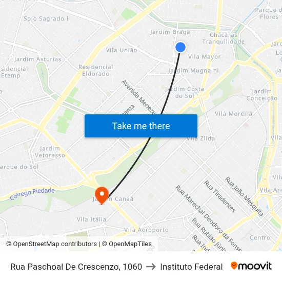 Rua Paschoal De Crescenzo, 1060 to Instituto Federal map