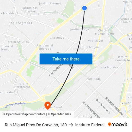 Rua Miguel Pires De Carvalho, 180 to Instituto Federal map