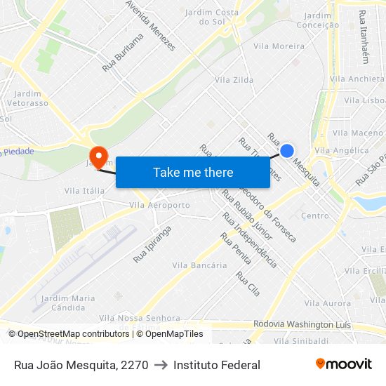 Rua João Mesquita, 2270 to Instituto Federal map