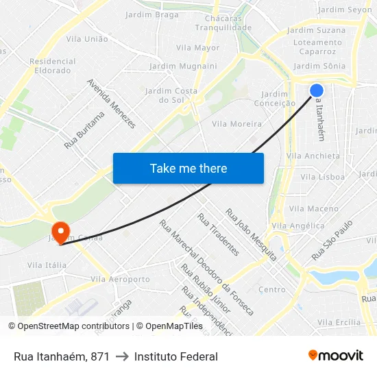 Rua Itanhaém, 871 to Instituto Federal map