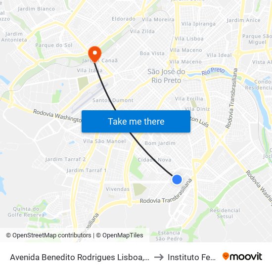 Avenida Benedito Rodrigues Lisboa, 247-259 to Instituto Federal map