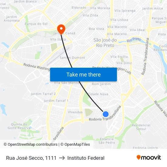 Rua José Secco, 1111 to Instituto Federal map