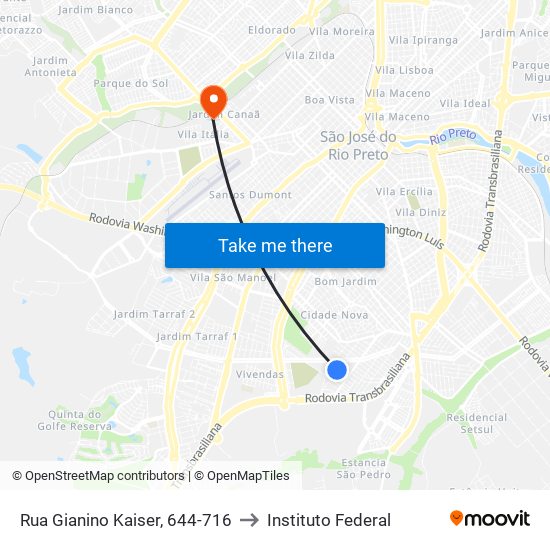 Rua Gianino Kaiser, 644-716 to Instituto Federal map