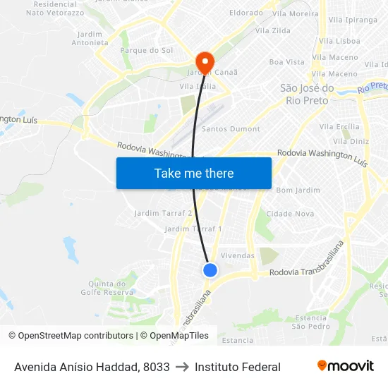 Avenida Anísio Haddad, 8033 to Instituto Federal map