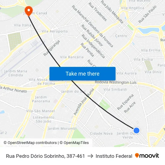 Rua Pedro Dório Sobrinho, 387-461 to Instituto Federal map