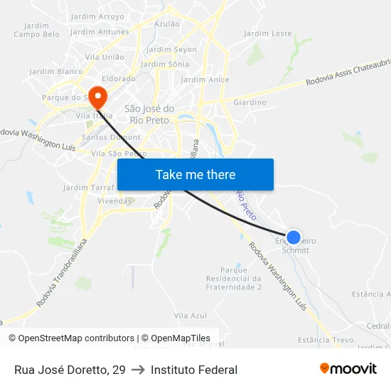 Rua José Doretto, 29 to Instituto Federal map