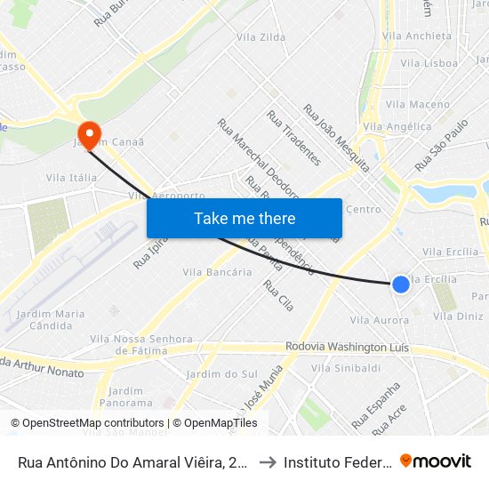 Rua Antônino Do Amaral Viêira, 271 to Instituto Federal map