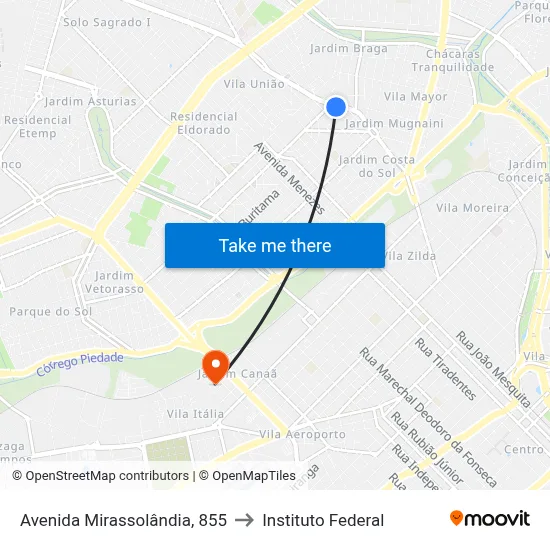 Avenida Mirassolândia, 855 to Instituto Federal map