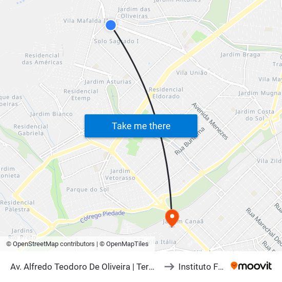 Av. Alfredo Teodoro De Oliveira | Terminal De Bairro to Instituto Federal map