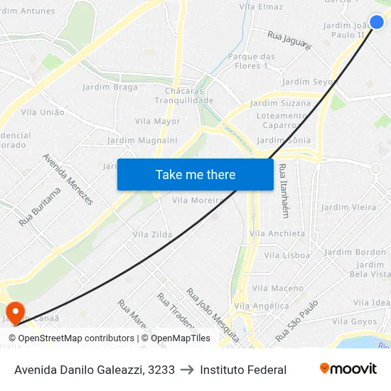 Avenida Danilo Galeazzi, 3233 to Instituto Federal map