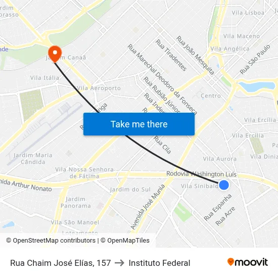 Rua Chaim José Elías, 157 to Instituto Federal map