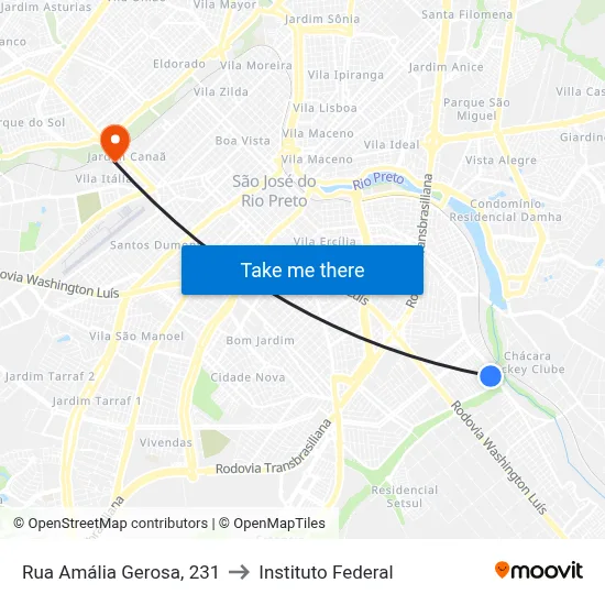 Rua Amália Gerosa, 231 to Instituto Federal map