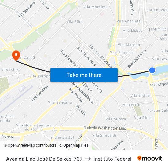 Avenida Lino José De Seixas, 737 to Instituto Federal map