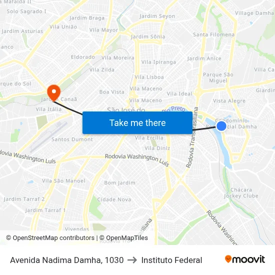 Avenida Nadima Damha, 1030 to Instituto Federal map
