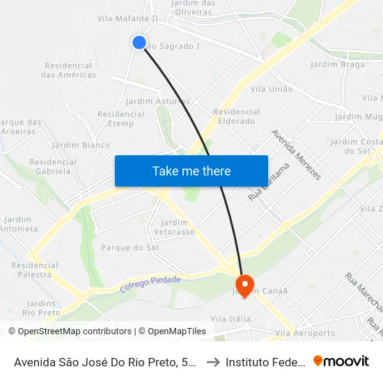 Avenida São José Do Rio Preto, 5280 to Instituto Federal map