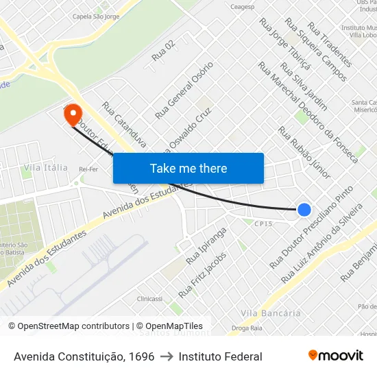 Avenida Constituição, 1696 to Instituto Federal map