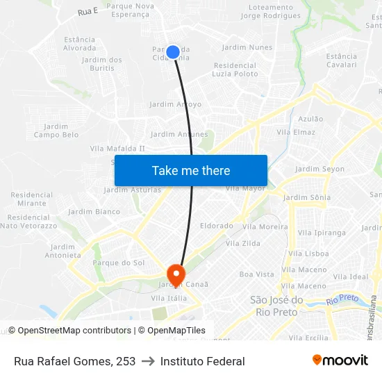 Rua Rafael Gomes, 253 to Instituto Federal map
