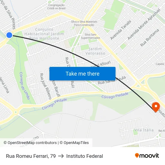Rua Romeu Ferrari, 79 to Instituto Federal map