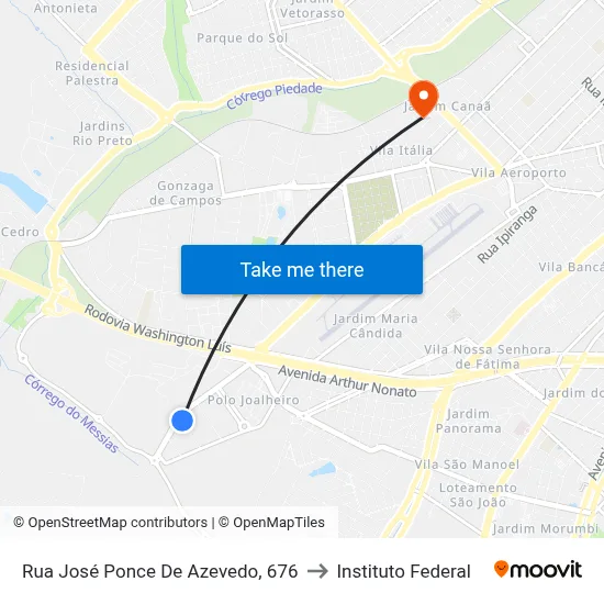 Rua José Ponce De Azevedo, 676 to Instituto Federal map