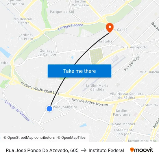 Rua José Ponce De Azevedo, 605 to Instituto Federal map