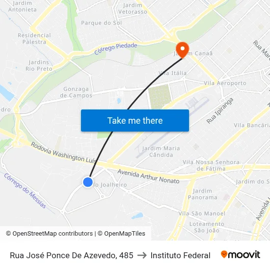 Rua José Ponce De Azevedo, 485 to Instituto Federal map