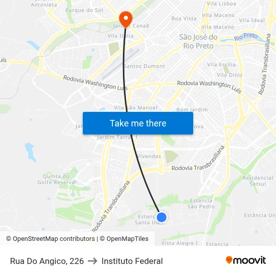 Rua Do Angico, 226 to Instituto Federal map